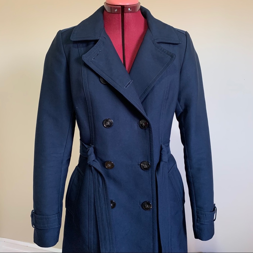 Navy blue trench coat